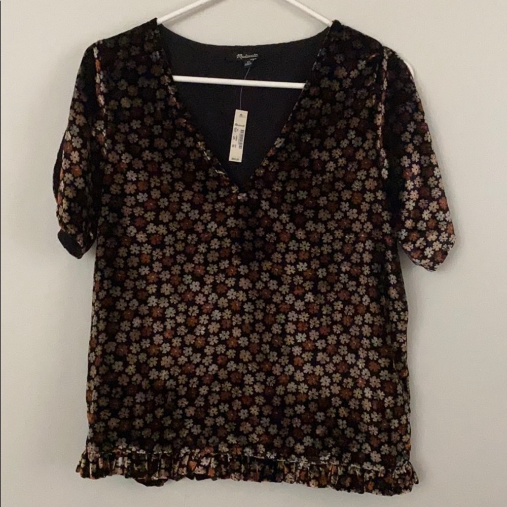 Madewell floral velvet top